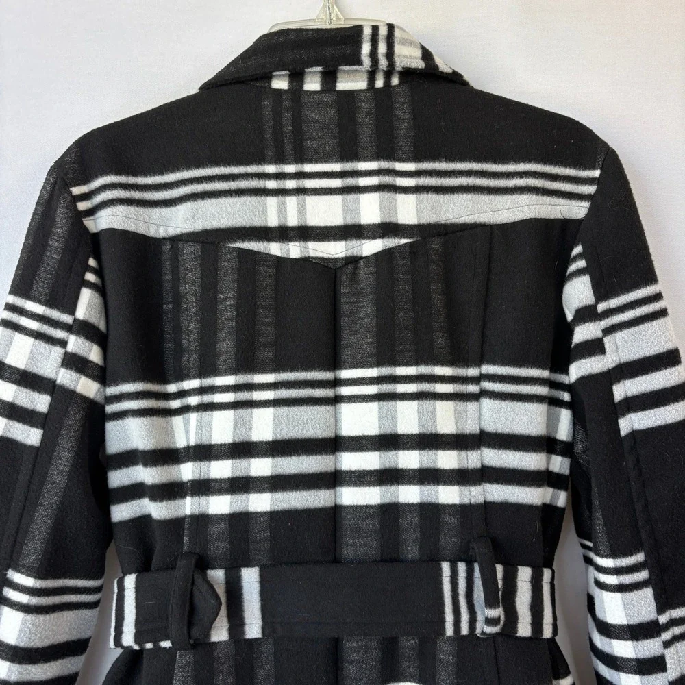 BCX Coat Black & White Plaid L Belted Statement Maximalist Art to Wear - Picture 4 of 10
